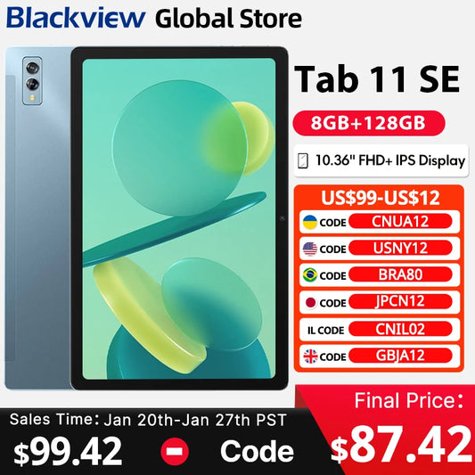 Blackview Tab 11 SE Tablets 10.36'' FHD Display Octa Core Dual 4G LET