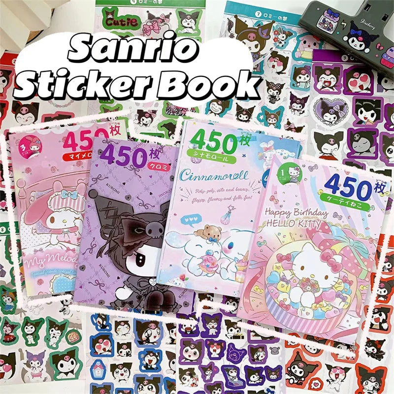 450Pcs Sanrio Kuromi Hello Kitty Sticker Book My Melody Goo Card