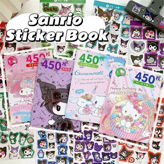 450Pcs Sanrio Kuromi Hello Kitty Sticker Book My Melody Goo Card