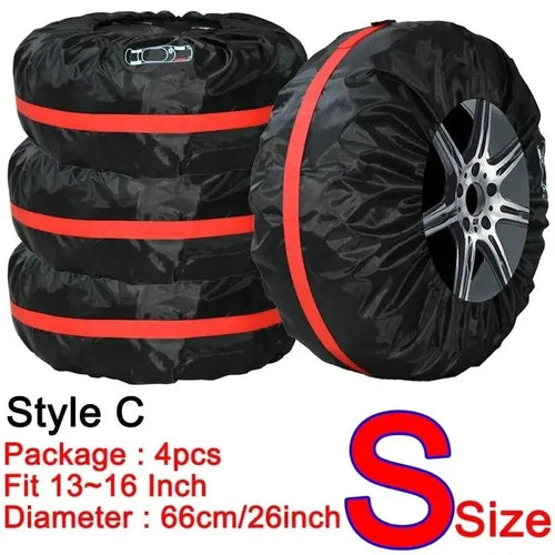 AD Universal 4Pcs Spare Tire Cover Case Polyester Car Tyre Storage