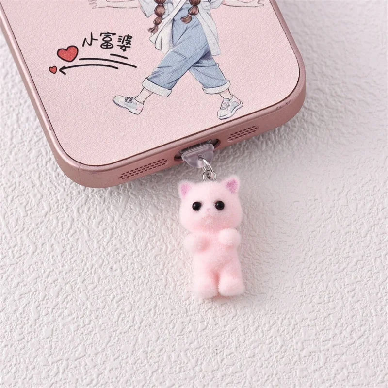 MINISO Resin Plush Cat Phone Dustproof Plug For iPhone Samsung Xiaomi