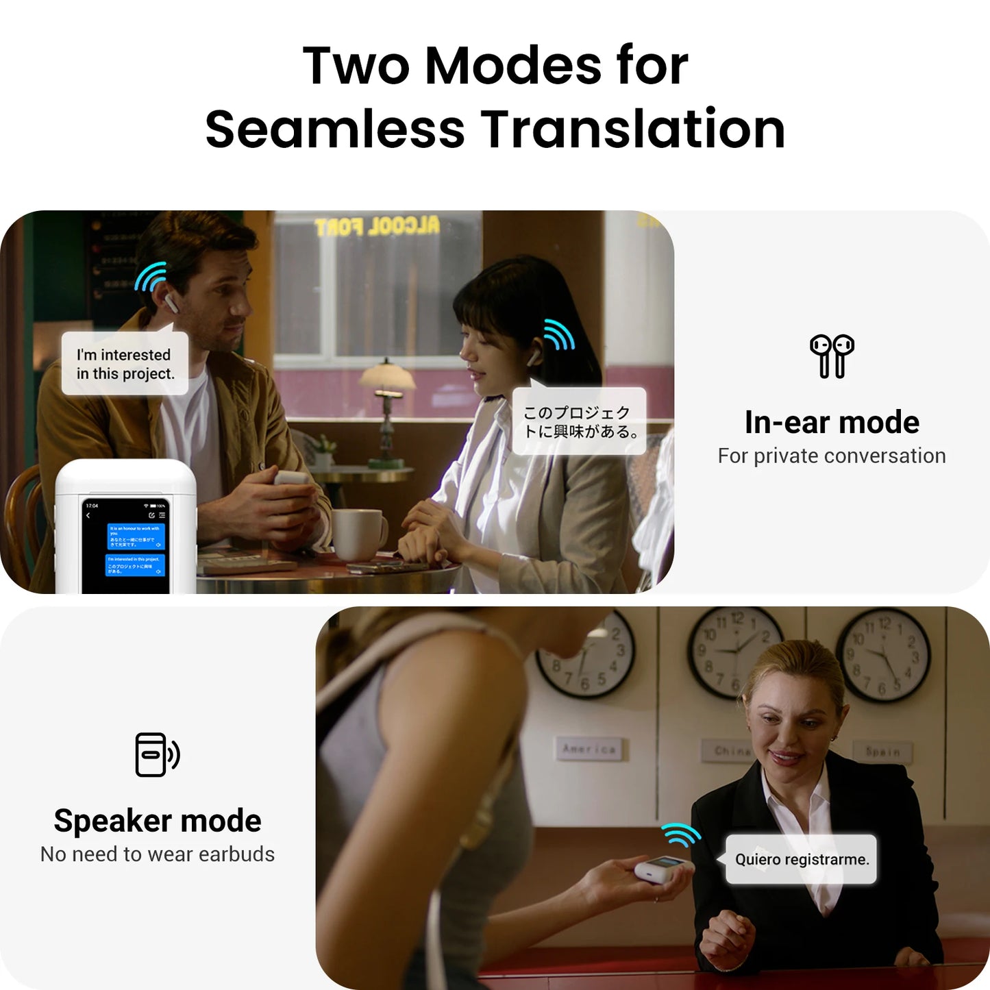 Wooask A8 ChatGPT Translator Earbuds with Touch Screen,4 in 1 Instant