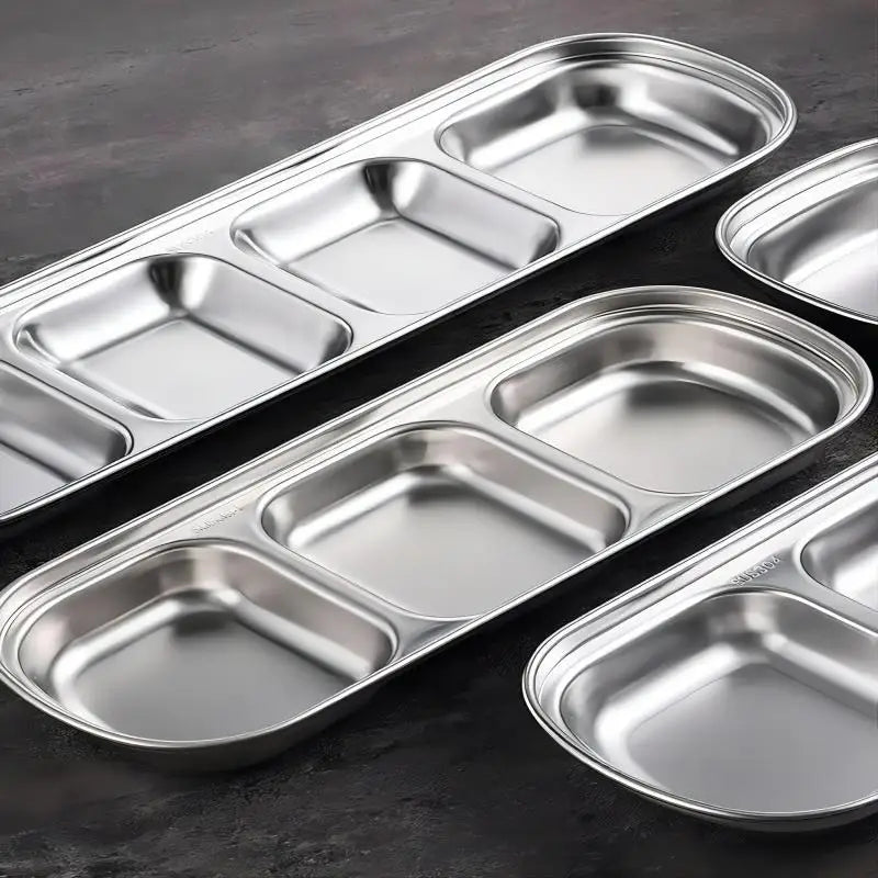 304 Stainless Steel 3-compartment Dip Tray Seasoning Sauce Seasoning