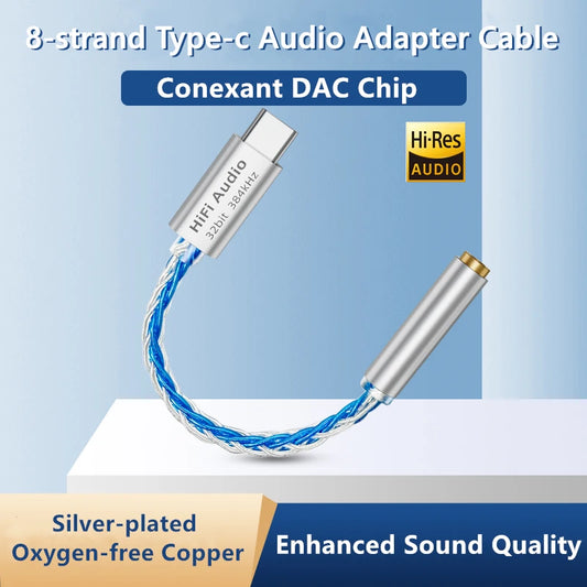 DAC Cable USB Type C to 3.5mm Jack HiFi Audio Amp Adapter Wired