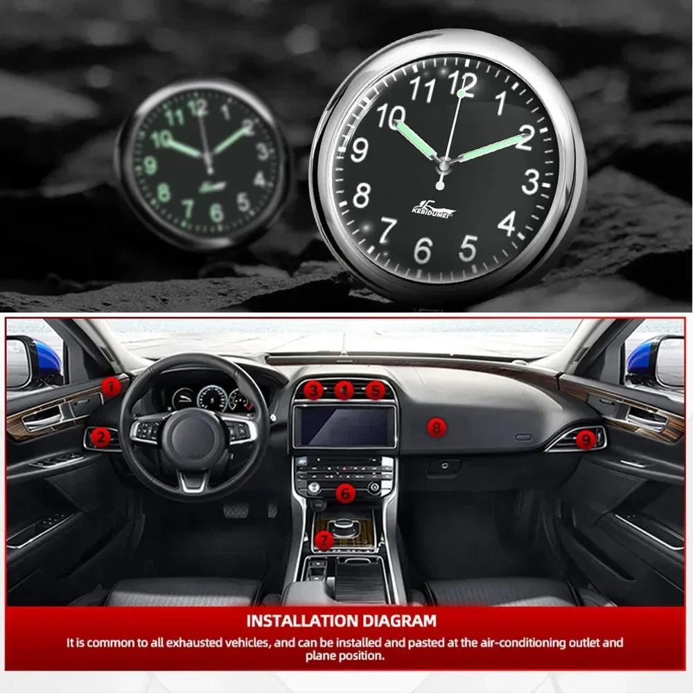 Car Clock Luminous Automobiles Internal Stick-On Mini Digital Watch