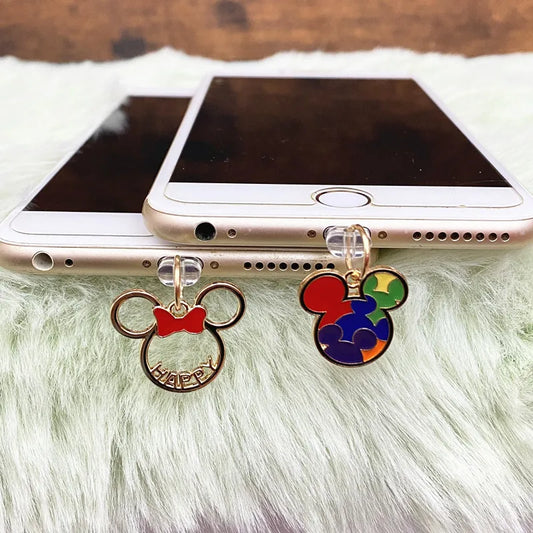 MINISO Minnie Mickey Metal Phone Anti-Dust Plug For iPhone Samsung
