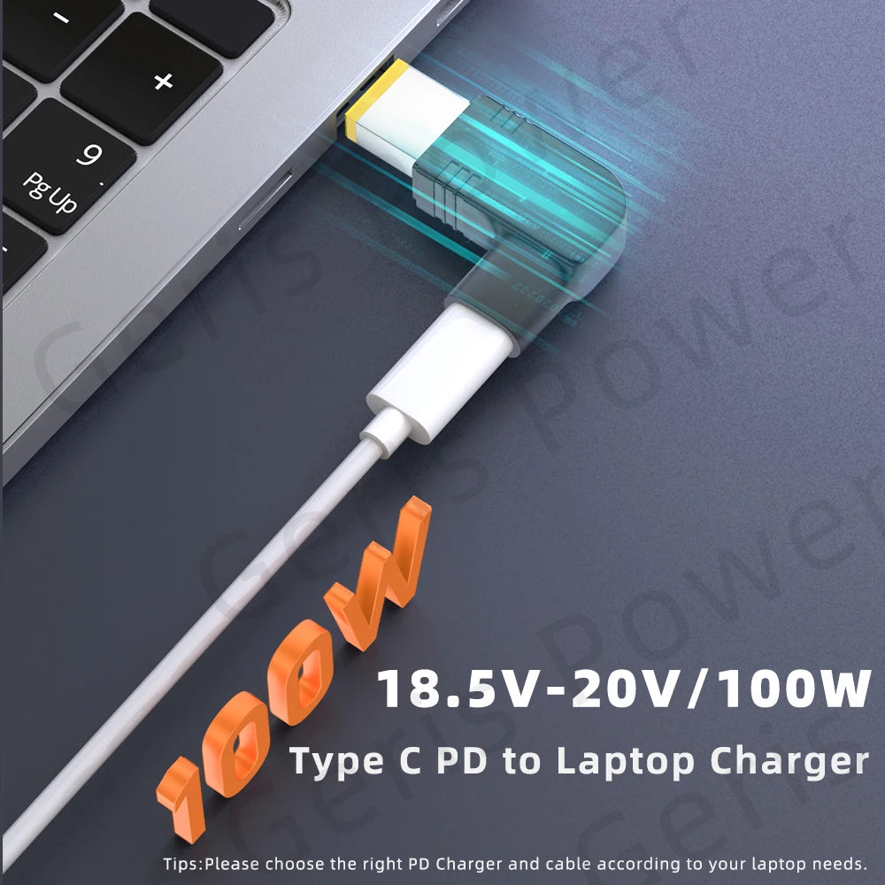 PD 100W Type C to Universal Laptop Charger Converter for Asus Lenovo