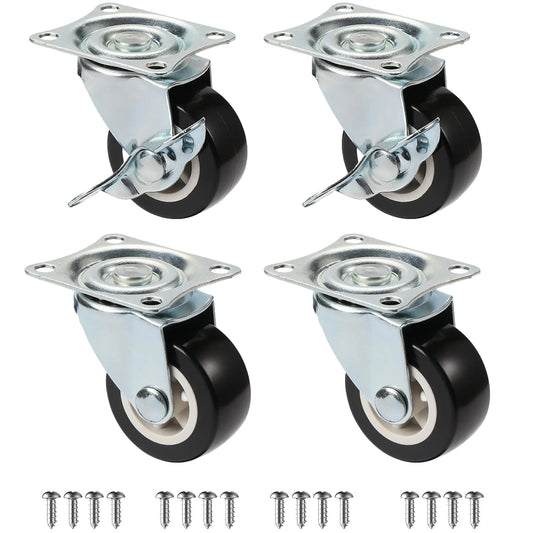Set Of 4 1"/1.25"/2" PVC Furniture Casters Wear Resistant Mute