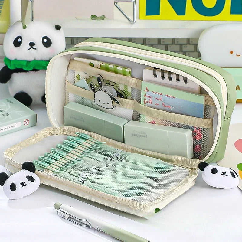 Cute Pencil Case Panda Large Capacity Pencil Pouch Transparent