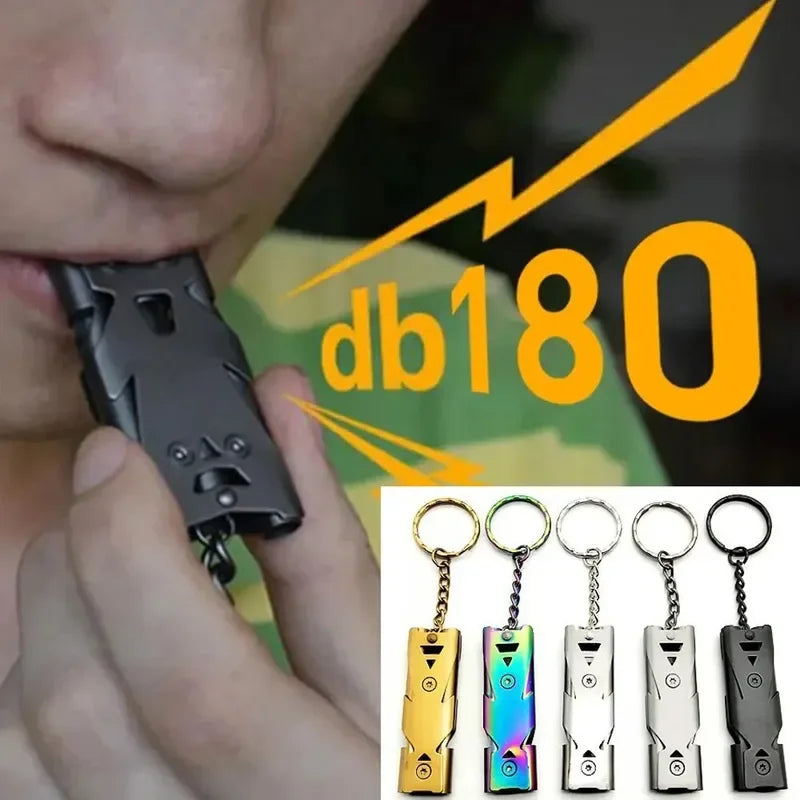 1Pcs Double Pipe Whistle Pendant Keychain High Decibel Outdoor