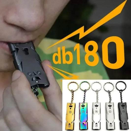 1Pcs Double Pipe Whistle Pendant Keychain High Decibel Outdoor