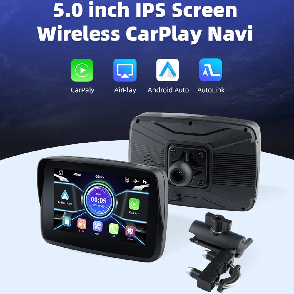 EKIY 5 inch Wireless CarPlay Moto Android Auto Portable Digital
