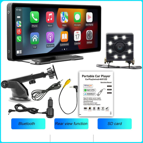 BQCC 10.26 Inch Portable Wireless Carplay Screen HD Rear Reversing