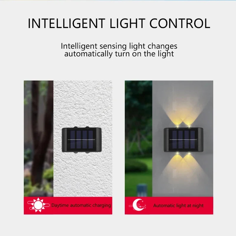 New 4LED Beads Up and Down Light Solar Waterproof Wall Light for