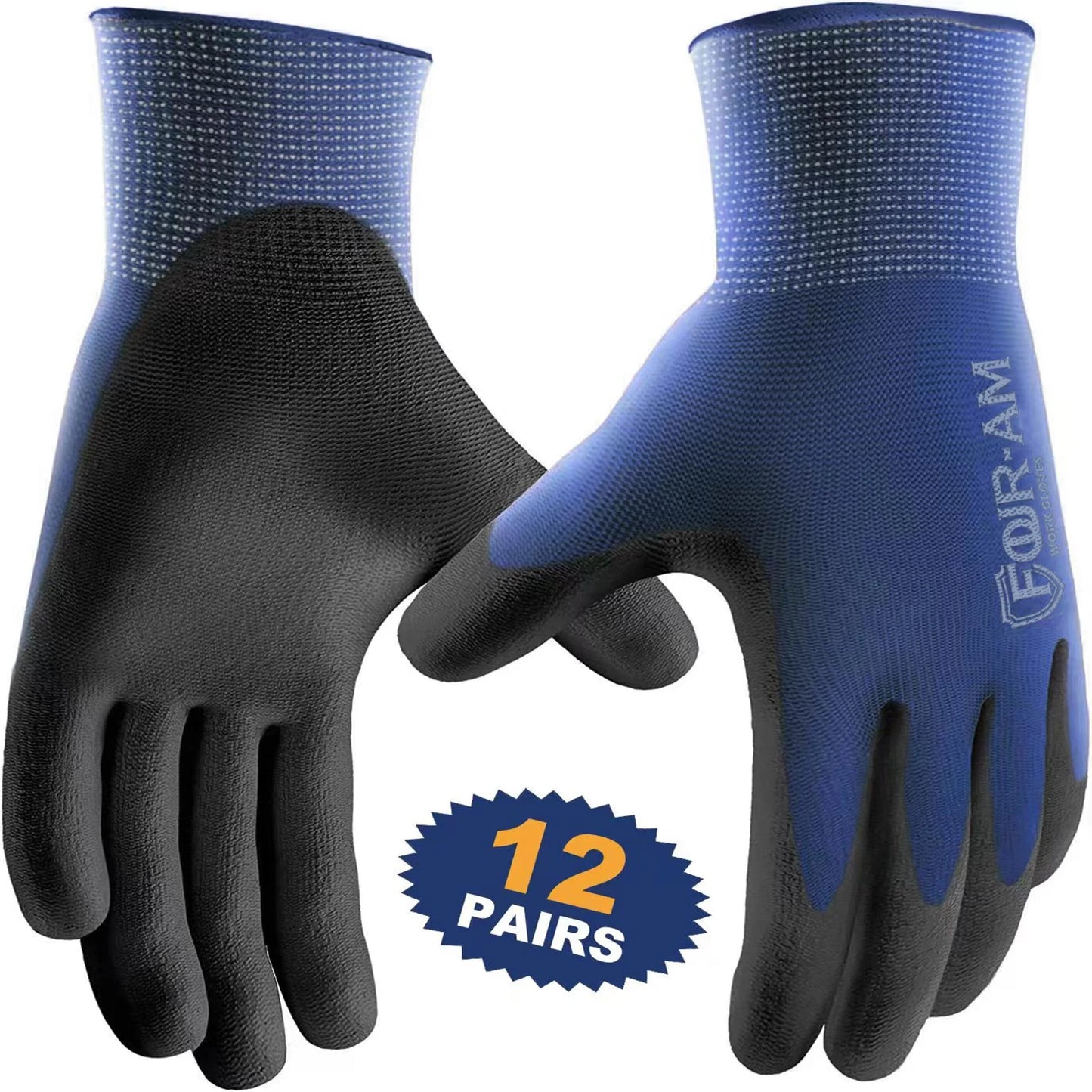 12pairs Ultra-Thin PU Coated Work Gloves,Excellent Grip,Nylon Shell