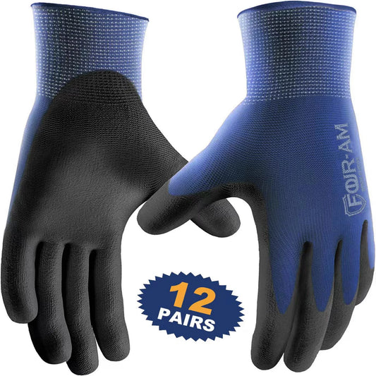 12pairs Ultra-Thin PU Coated Work Gloves,Excellent Grip,Nylon Shell