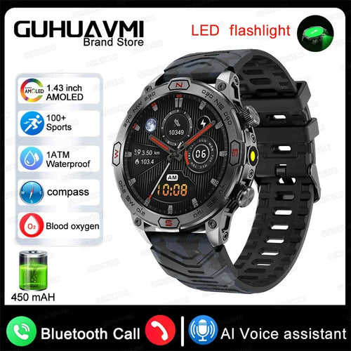 2024 New Outdoor Military GPS Truck Smart Watch Men AMOLED HD Screen