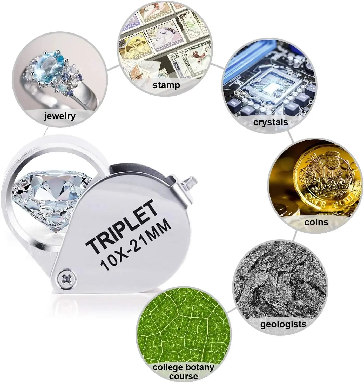 Pocket Loupe Magnifier Jewelry Magnifying Glass Foldable Diamond Lupa