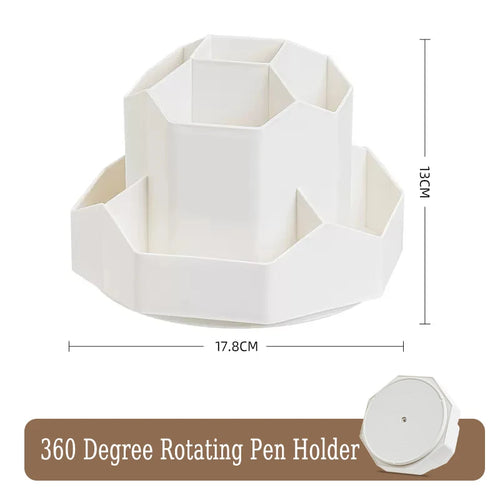 360°Rotatable Pen Holder Large Capacity Desk Pencil Storage Box 9-Grid