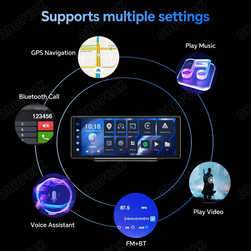 T30 10.26 AI Screen Dash Cam Android 13 System Carplay Android AUTO 5G