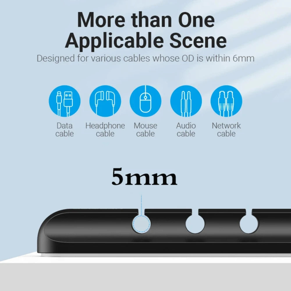 NNBILI Cable Holder Clips Cable Organizer Silicone USB Cable Winder