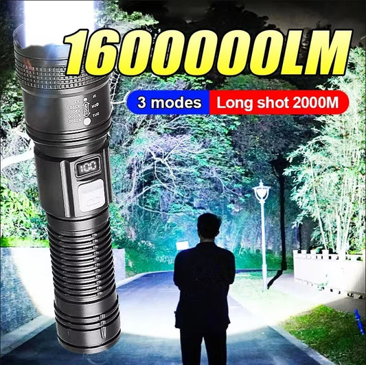 1600000 LM Super Bright Flashlight USB Rechargeable LED Long Range