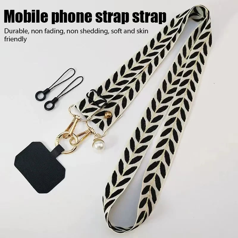 Adjustable Crossbody Long Mobile Phone Lanyard Wide Cloth Anti-Lost