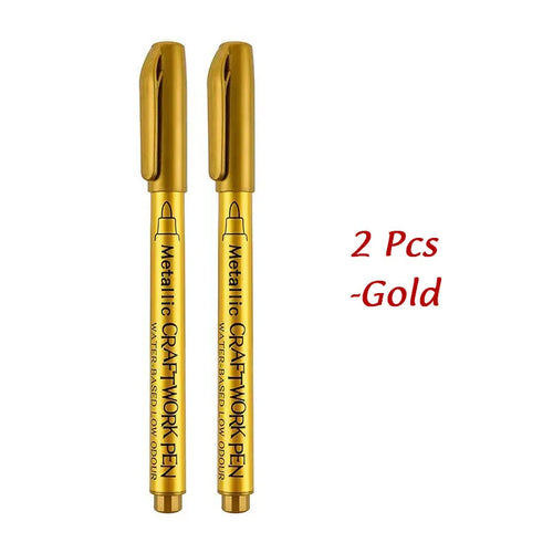 1/2Pcs Brush Metallic Marker Pens Gold Silver Permanent Art Markers