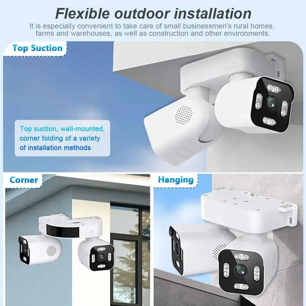 AIOOK Security Camera Outdoor Waterproof Dual Lens HD 8MP 4K 10X Zoom