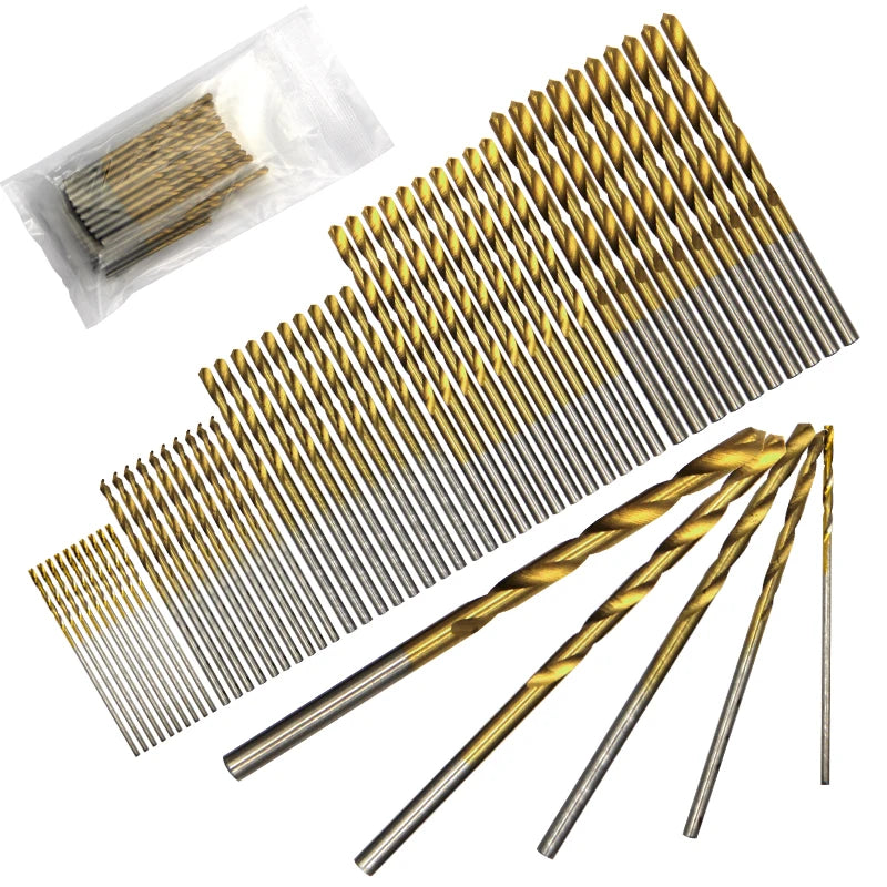 50pc titanium plated twist drill set 1-3mm small drill bit electric