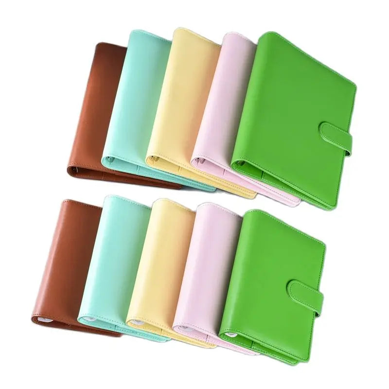 Macaroon Color A6/A5 PU Leather DIY Binder Notebook Cover Diary Agenda