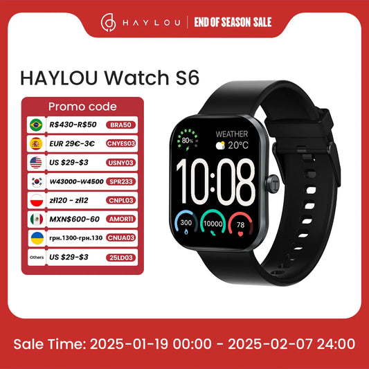 HAYLOU Watch S6 Smartwatch 2.01" HD Display Smart Watch Bluetooth