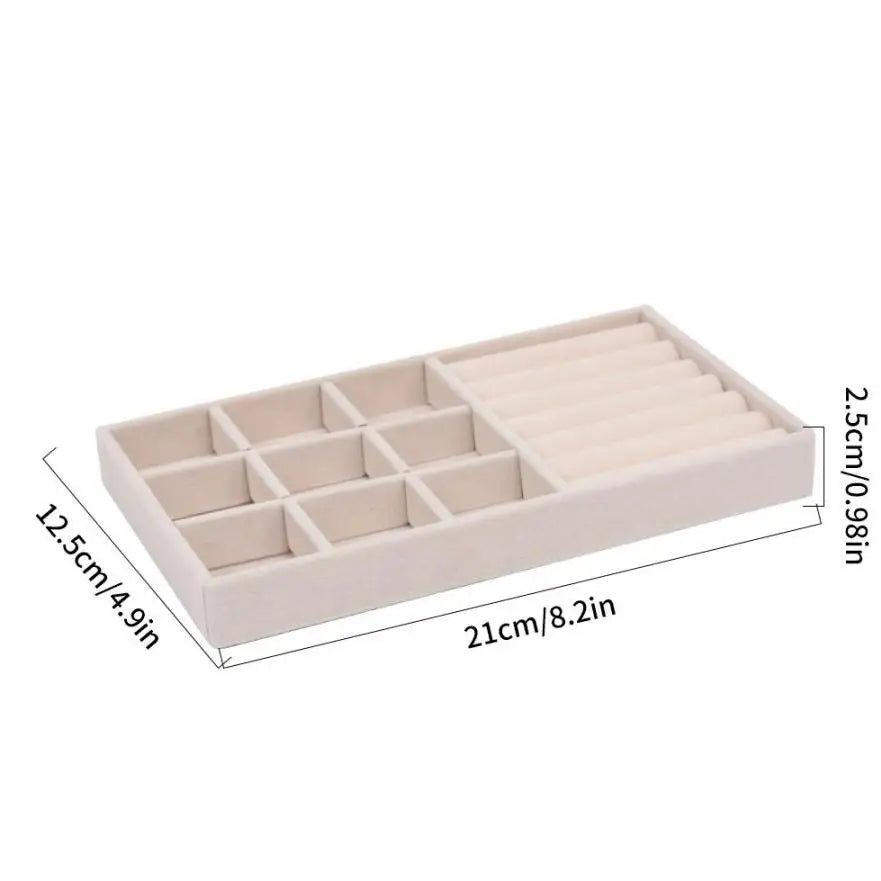Jewelry Storage Box Earring Ring Necklace Brooch Holder Flannelette