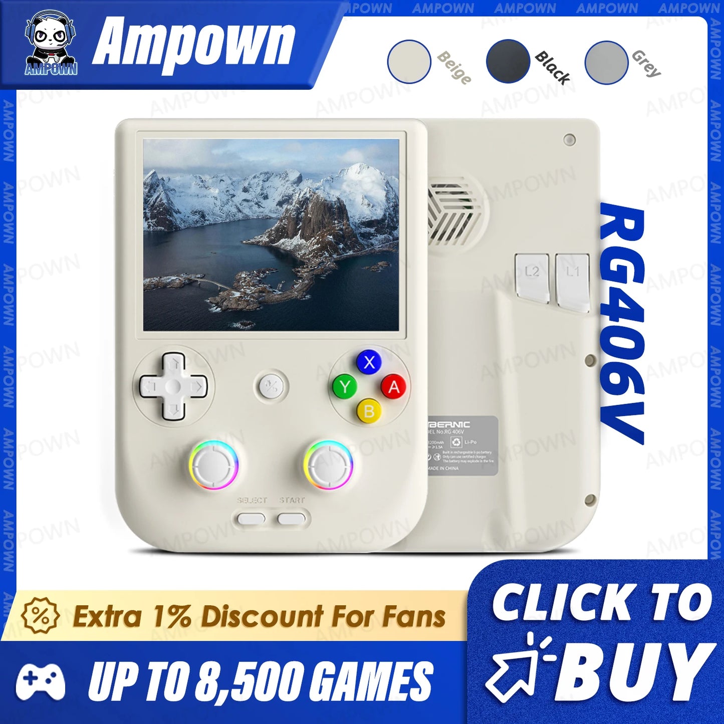 ANBERNIC RG406V Handheld Game Console 4" IPS Touch Screen Android13