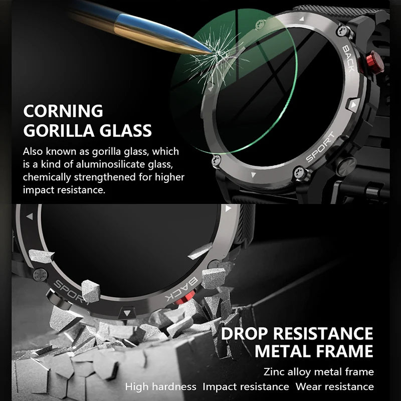 Military C21 Smart Watch Men Bluetooth Call Fitness Tracker 5ATM