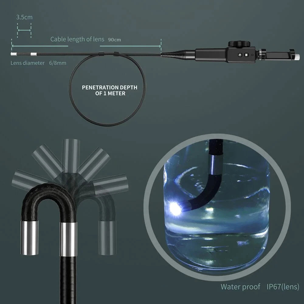 Two-Way 180° Articulating Borescope Camera 8.5MM /6.2MM Endoscope