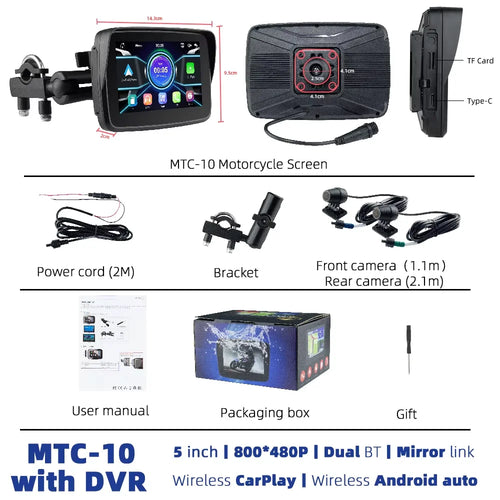 EKIY 5 inch Wireless CarPlay Moto Android Auto Portable Digital