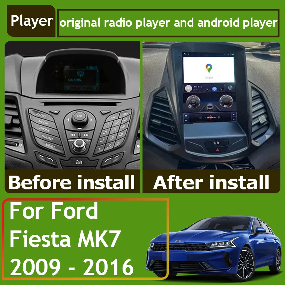 Car Radio Carplay For Ford Fiesta MK7 2009 - 2016 Navigation GPS