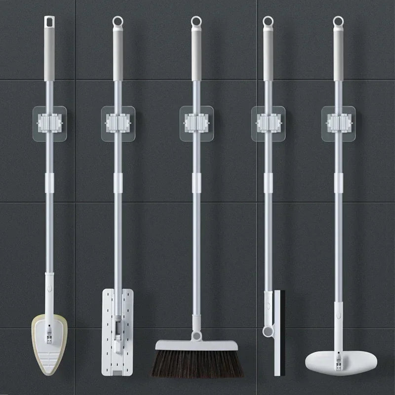 Mop Storage Storage Rack Bathroom Suction Hanging Pipe Traceless Mop