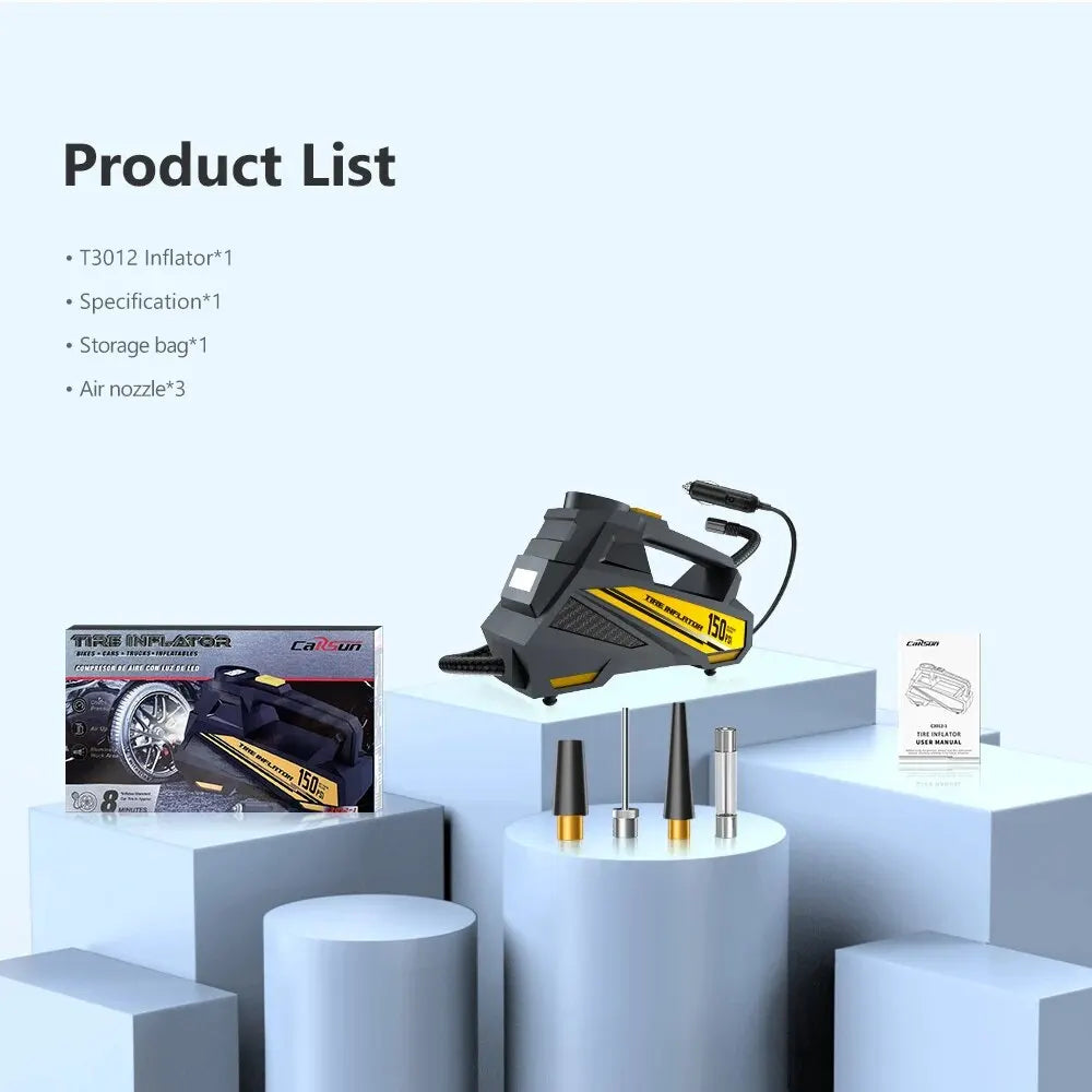 Corded Portable Car Air Pump Upgraded 12V 150PSI Electric Tire
