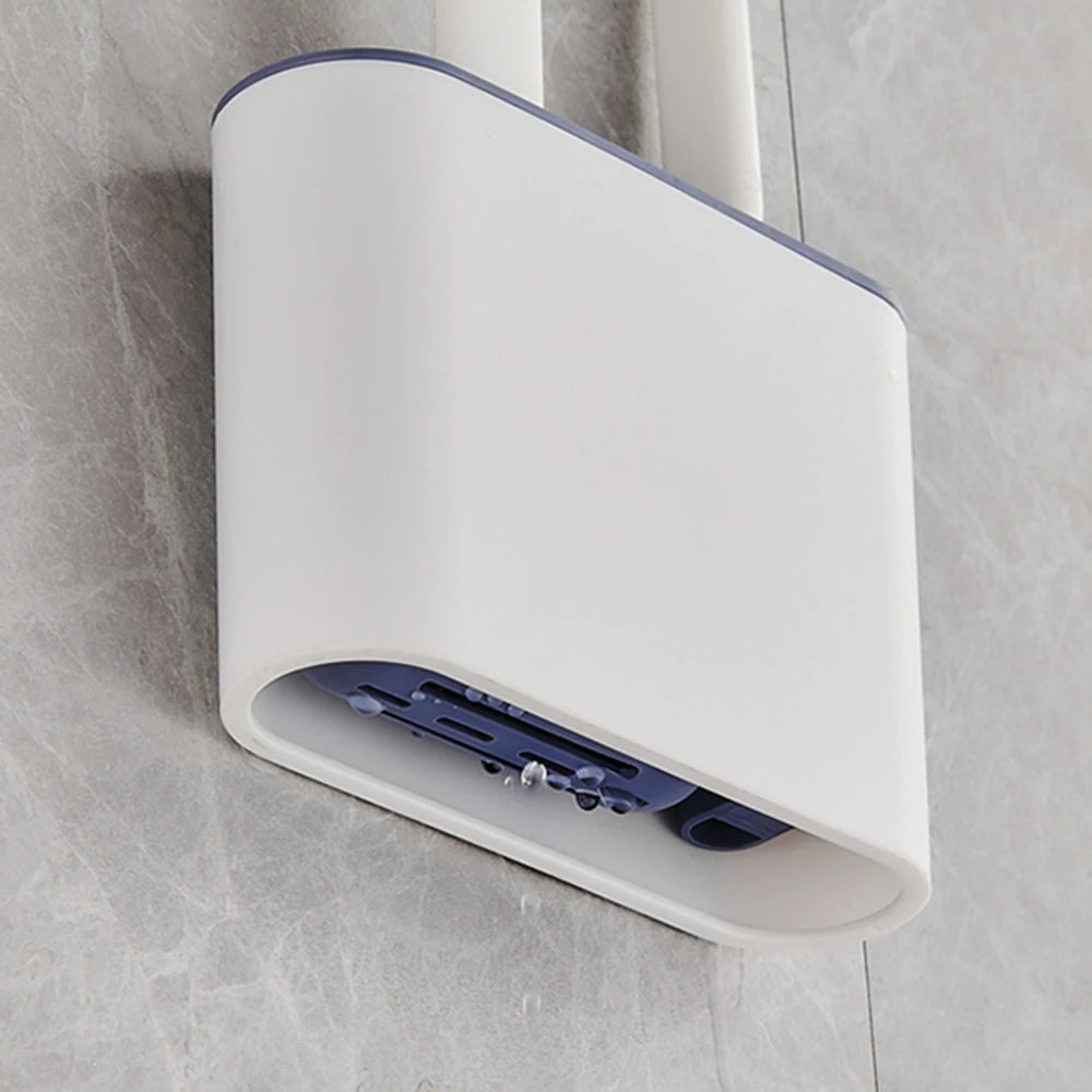 Wall Hanging Toilet Cleaning WC Brush Holder Long Handled Silicone