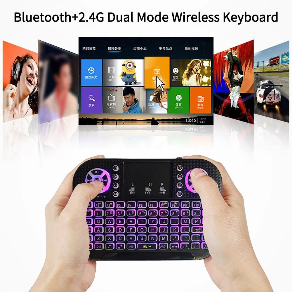 A8 Mini Bluetooth Keyboard 2.4G Dual Mode Handheld Fingerboard Backlit