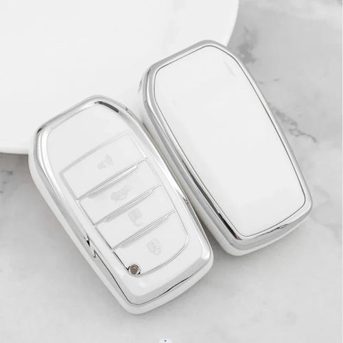 Silver Tpu Car Key Case Cover Shell for Toyota Fortuner Rav4