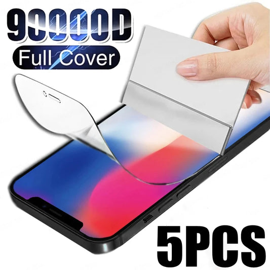 5Pcs Hydrogel Film Screen Protector For iPhone 14 15 13 12 11 Pro Max
