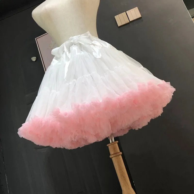 Women Flower Style Lolita Petticoats Tutu Puffy Cancan Skirt Under