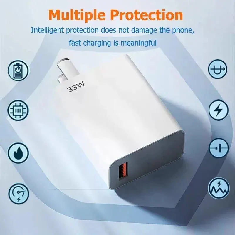 33W USB Charger And 6A Data Cable Quick Charge3.0 Mobile Phone Adapter