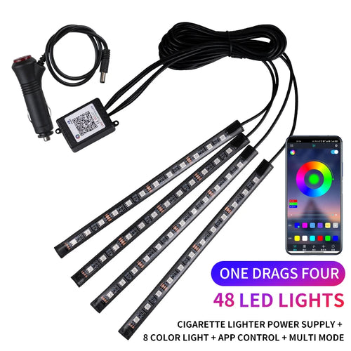 Neon LED Car Interior Ambient Foot Strip Light Kit Accessories RGB