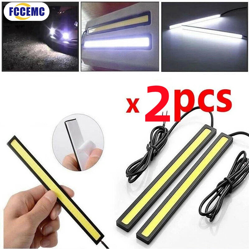 Ultra Thin Bright LED Car COB Daytime Running Lights SuperBright Low
