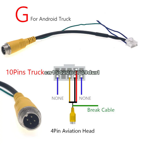 Universal  6 8 10 12 Pin Car RCA Rear View Camera Video Input Cable
