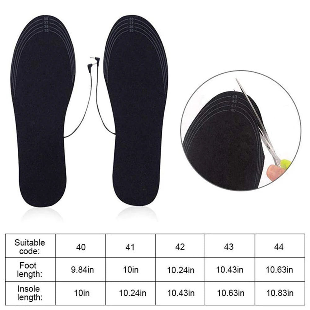 USB Rechargeable Heated Insoles Size 35-46 DIY Customizable Electric